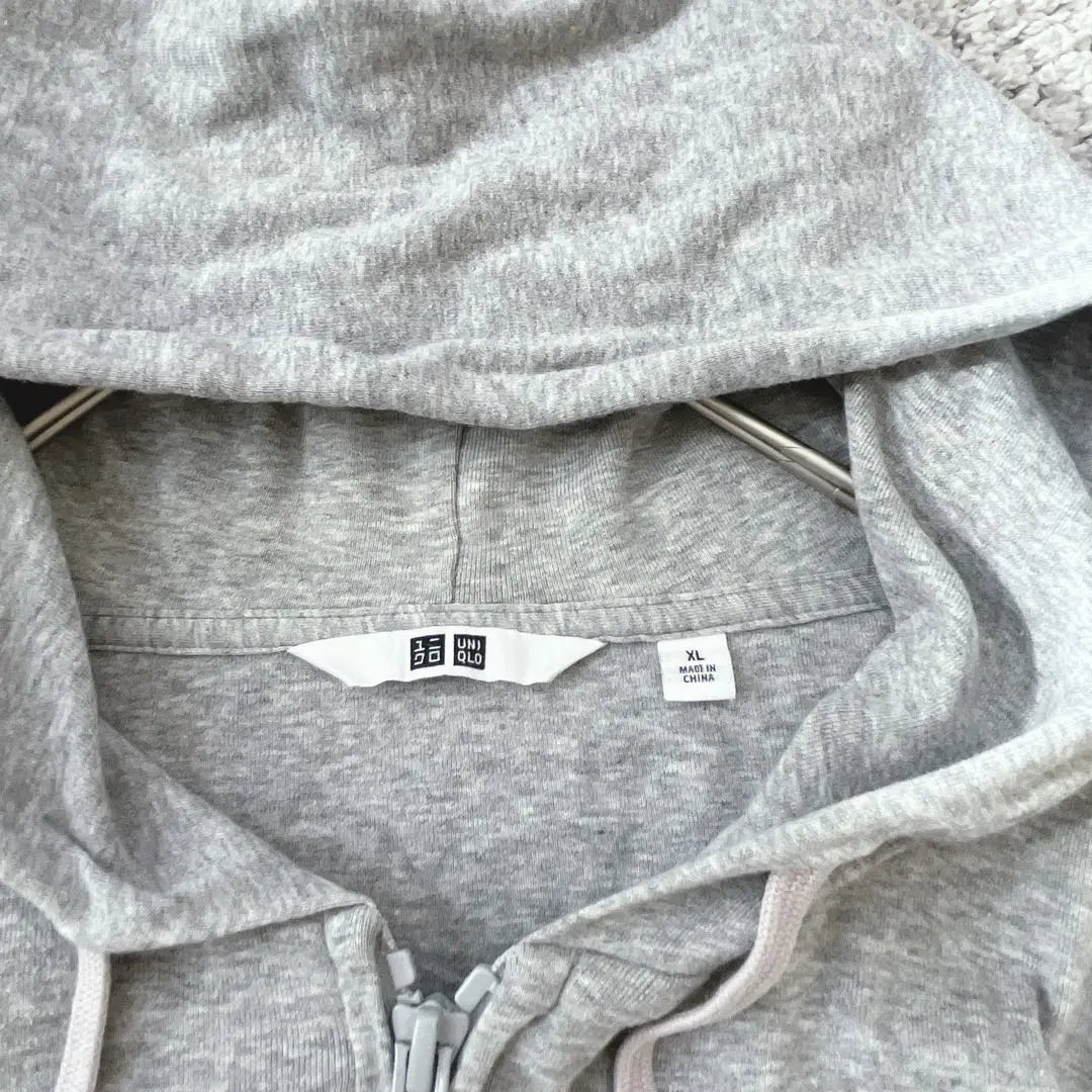 Uniqlo Zip-up Hoodie XL Stretch Thin Cotton Gray