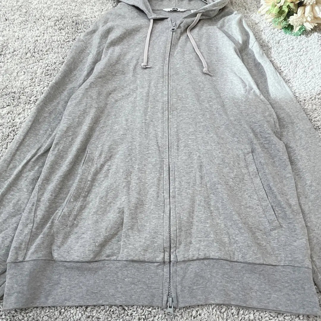 Uniqlo Zip-up Hoodie XL Stretch Thin Cotton Gray