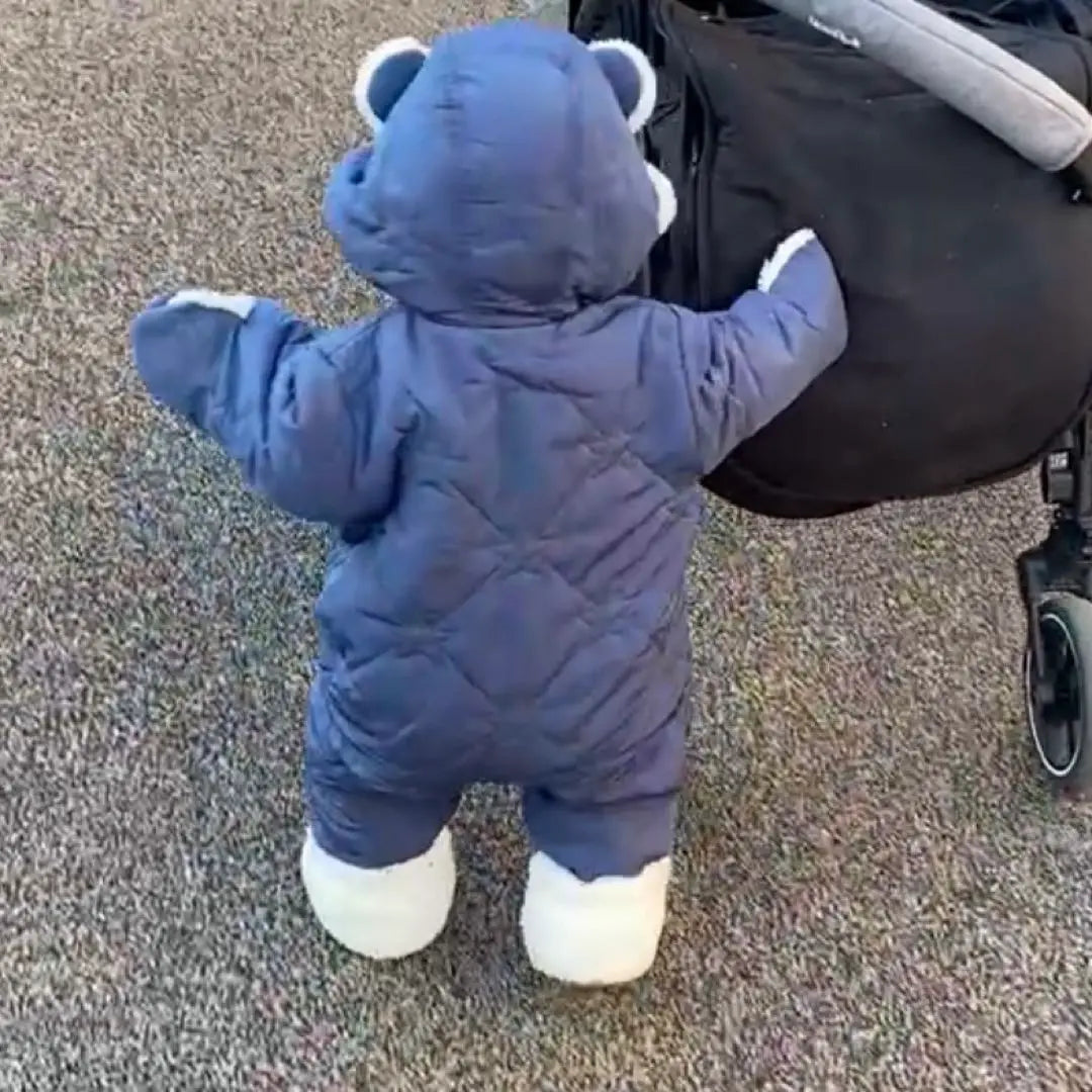 un-deco snowwear 70cm bear dull blue jumpsuit