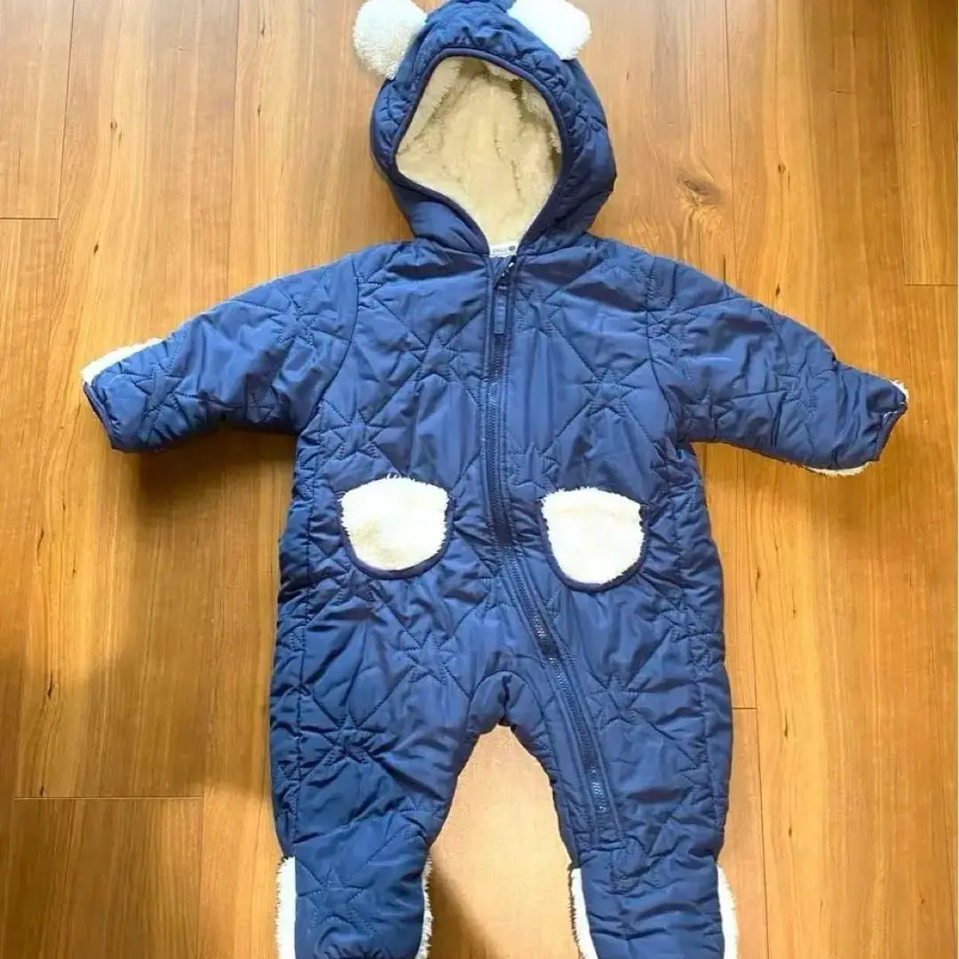 un-deco snowwear 70cm bear dull blue jumpsuit