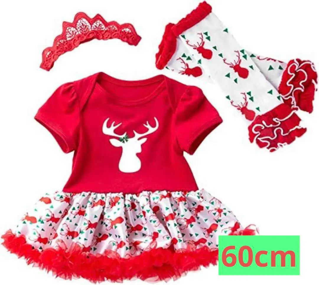 Conjunto navideño de 4 piezas para bebé, vestido de Papá Noel y mameluco