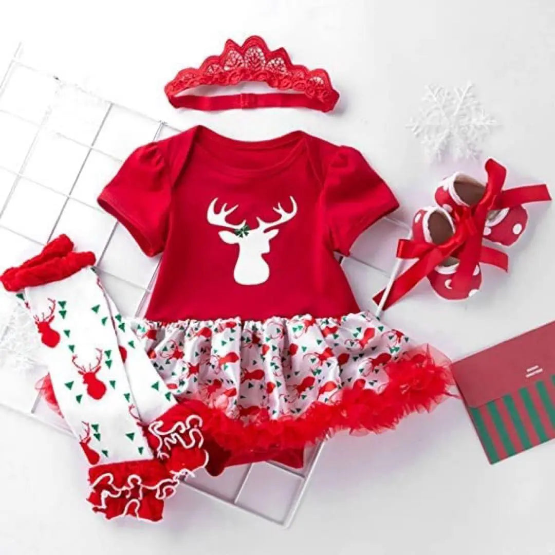 Conjunto navideño de 4 piezas para bebé, vestido de Papá Noel y mameluco