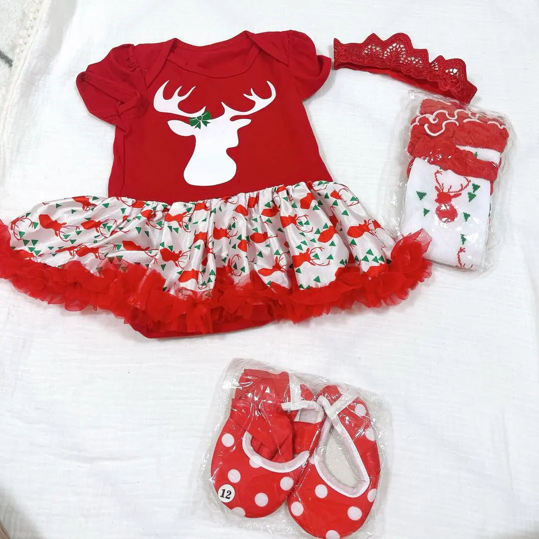 Conjunto navideño de 4 piezas para bebé, vestido de Papá Noel y mameluco