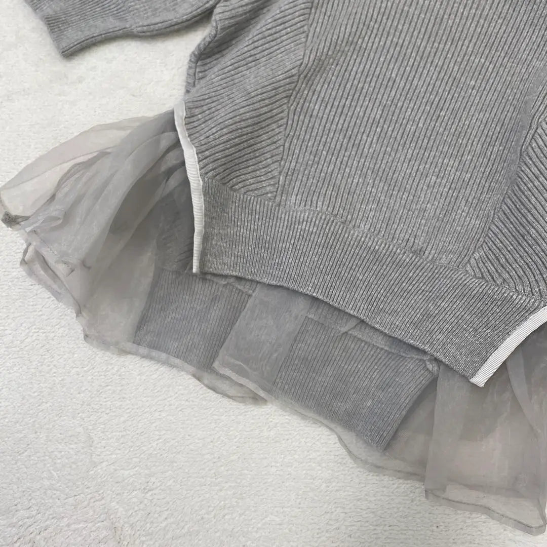 Snidel knit sheer different material gray docking