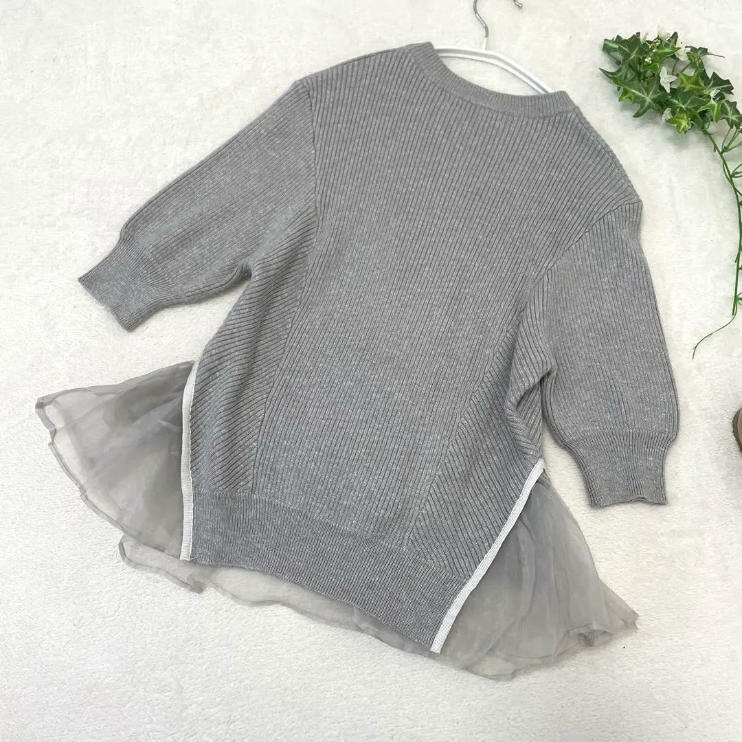 Snidel knit sheer different material gray docking