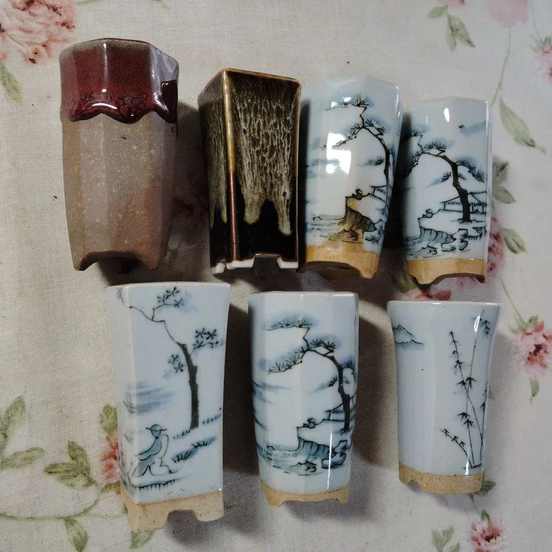 Landscape Painting Ceramic Flowerpot Set of 7 3