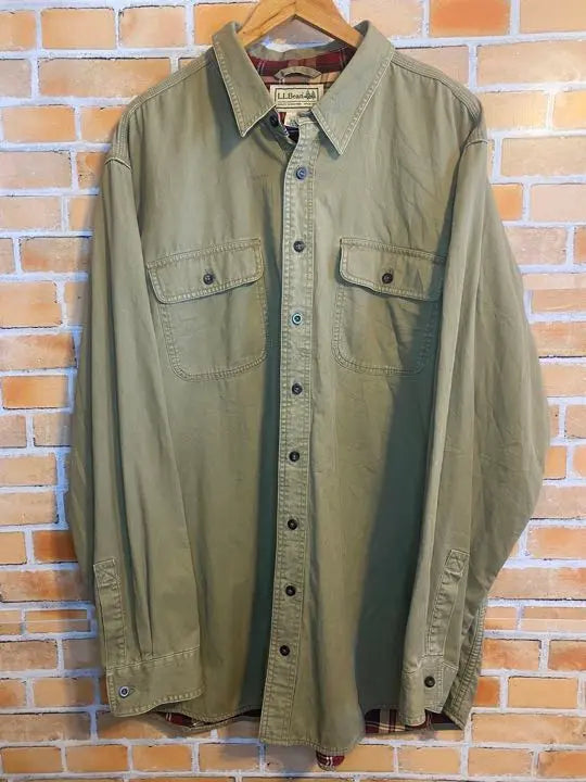 L.L.Bean Long-sleeved shirt Khaki with lining Popular colour Big size