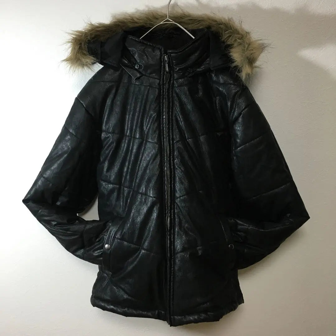 [Used clothing for unique clothing] Outer jacket, black, removable hood, thick outerwear, men's L