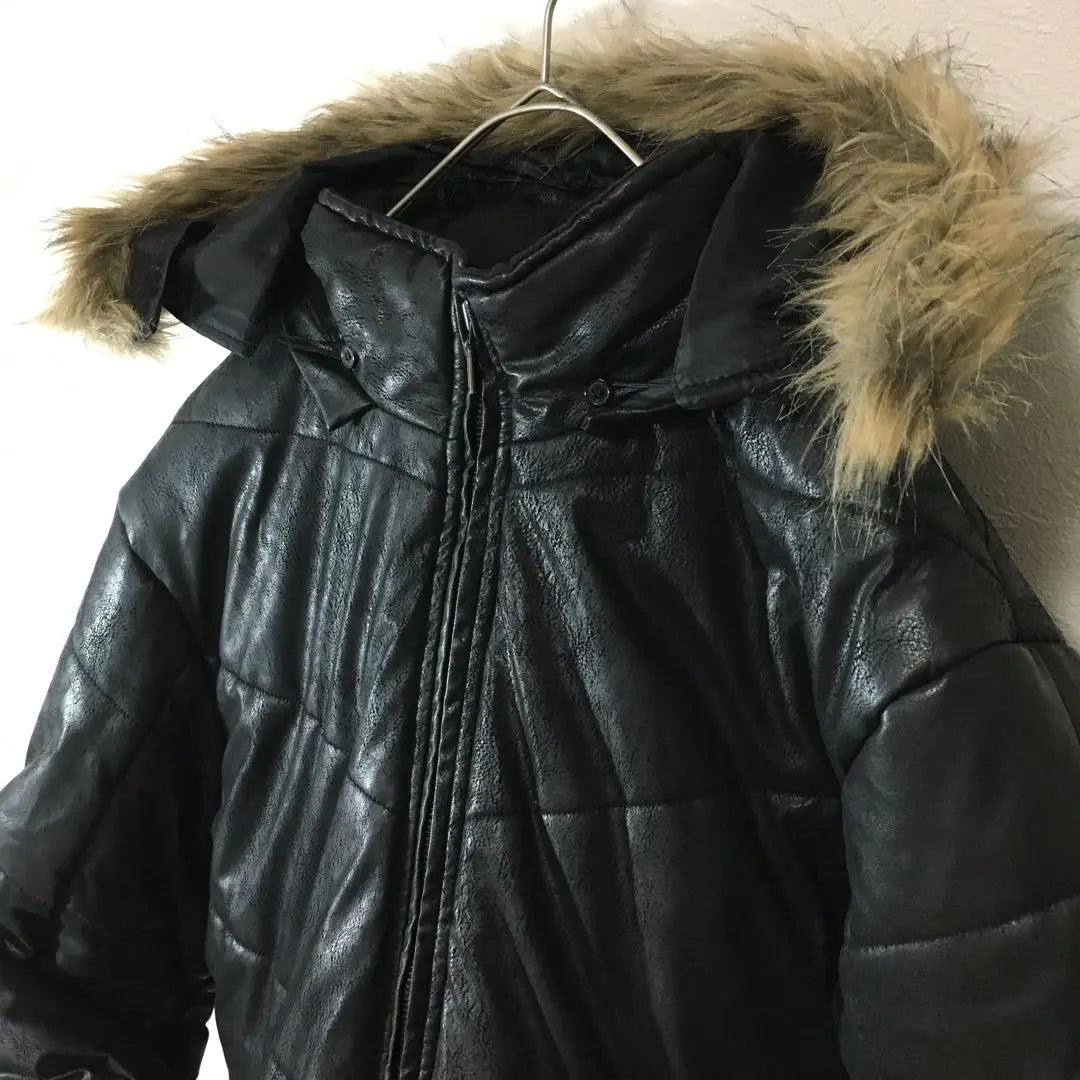 [Used clothing for unique clothing] Outer jacket, black, removable hood, thick outerwear, men's L