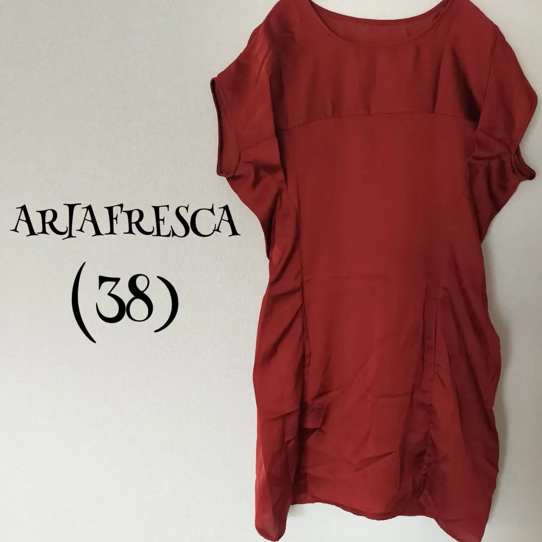 ARIAFRESCA (38) Vestido/Hasta la rodilla/Rojo/Tela satinada/Fruncido/