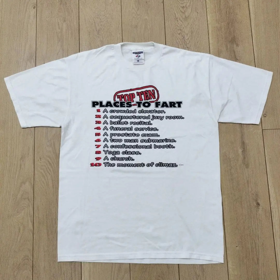 US Used Clothing 2 T-shirt 90s TOP TEN PLACES TO FART White