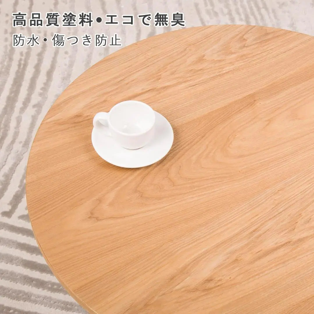 Multifunctional natural wood center table Japanese style round low table with shelf