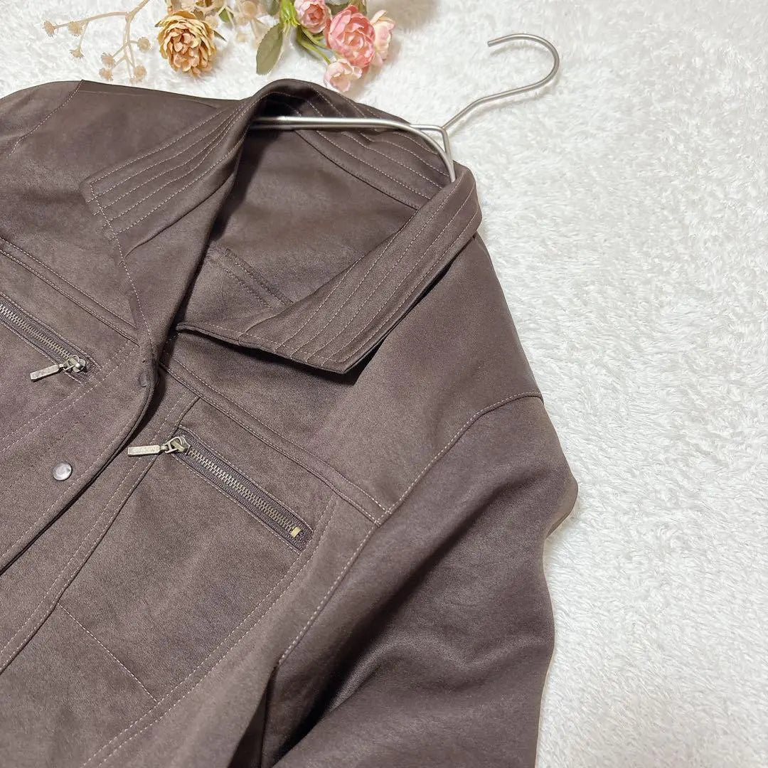 [Retro Jacket] M Brown Mrs. with Shoulder Pads Spring Autumn Casual