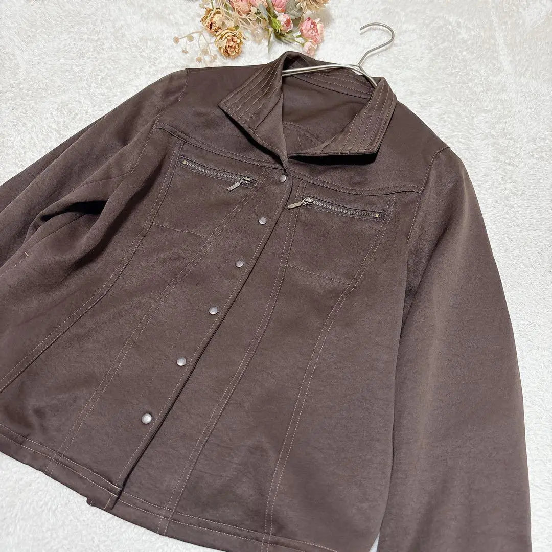 [Retro Jacket] M Brown Mrs. with Shoulder Pads Spring Autumn Casual