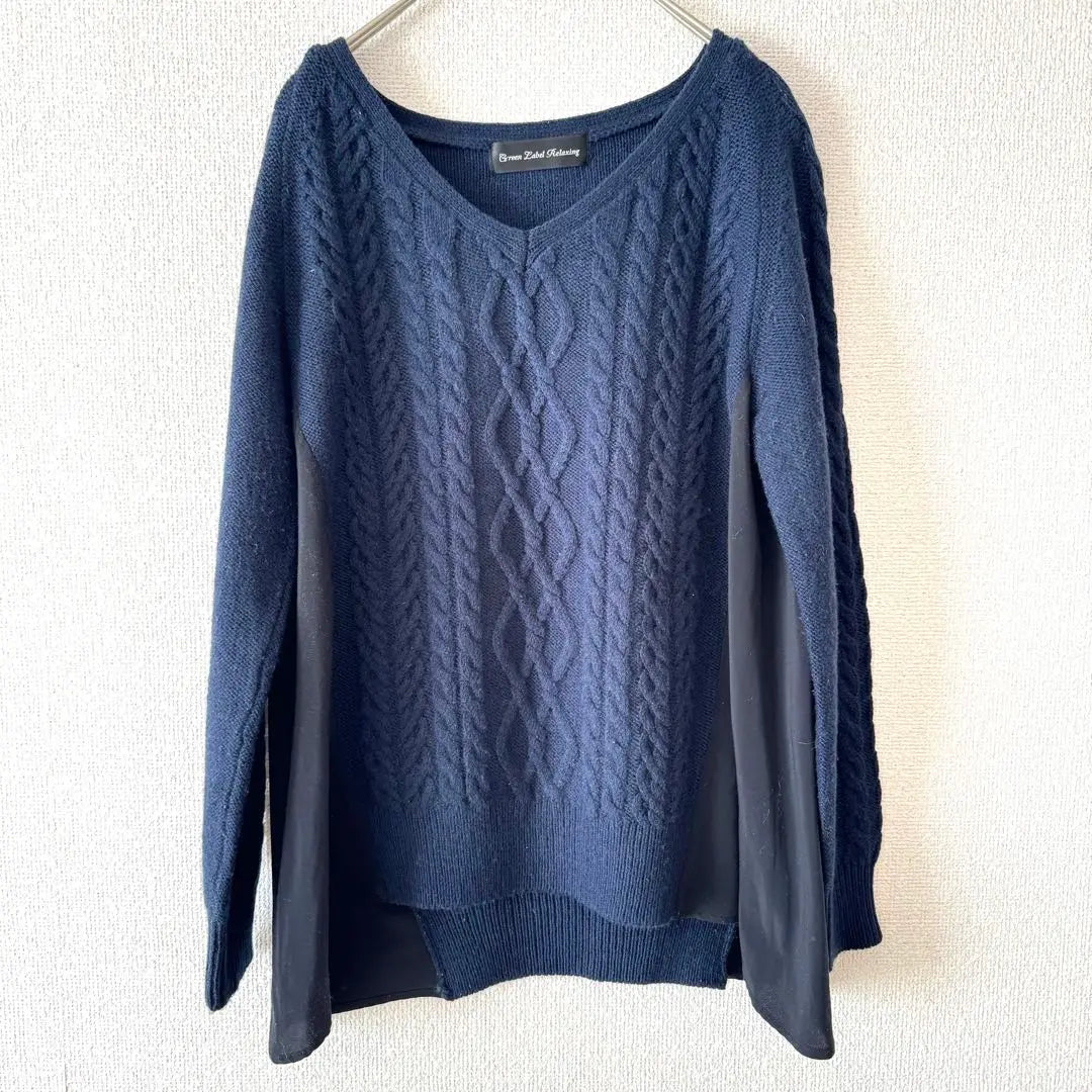 green label relaxing top knit cut cable