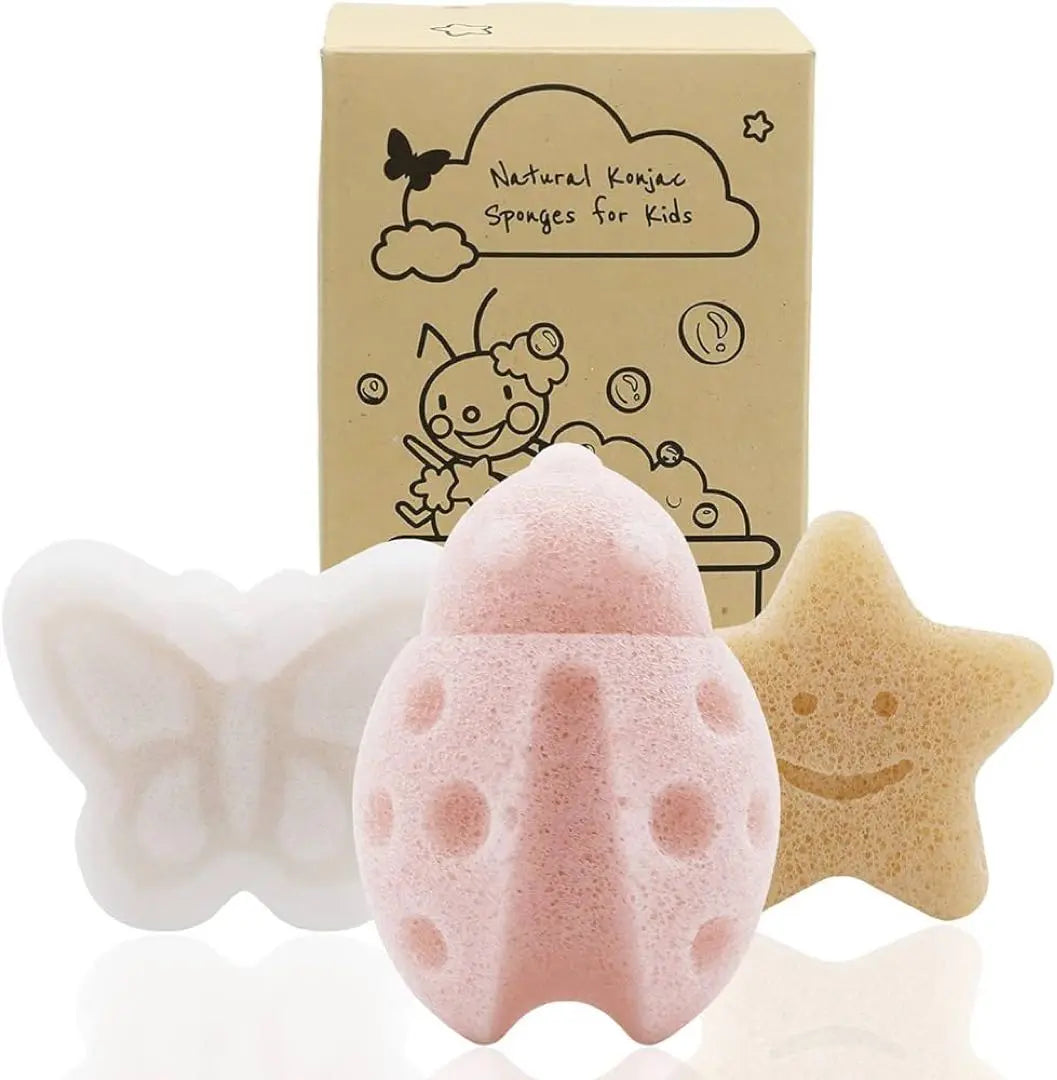 Esponja de baño konjac para bebés, esponja de baño natural para niños pequeños