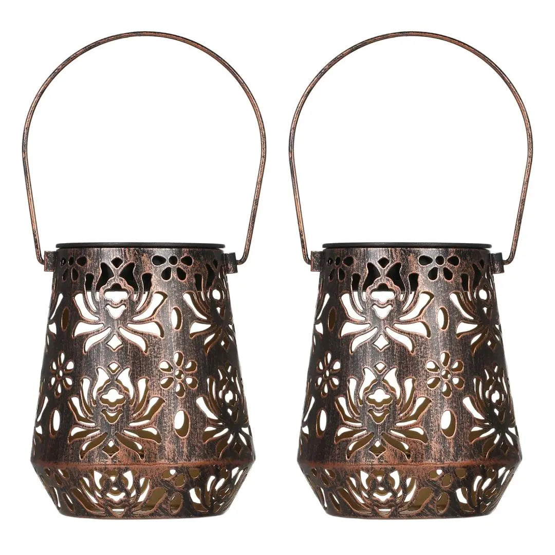 ◎Exquisite solar lantern garden light, warm color, wireless, floral pattern