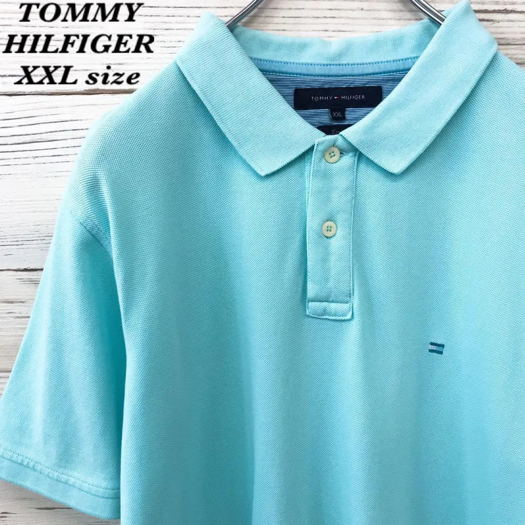 [Super Rare] Tommy Hilfiger ☆ Polo Shirt XXXL Sky Blue T580