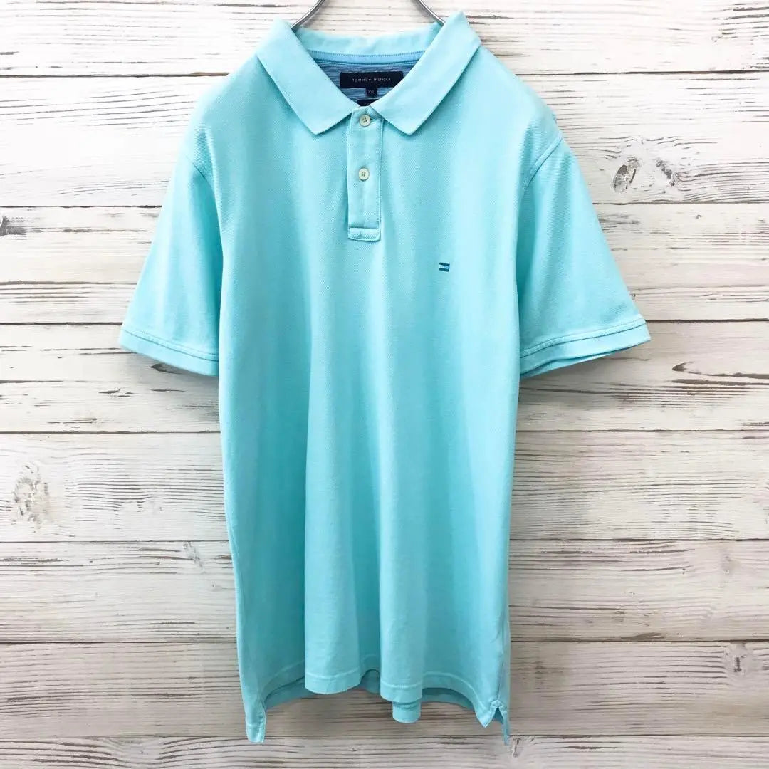 [Super Rare] Tommy Hilfiger ☆ Polo Shirt XXXL Sky Blue T580