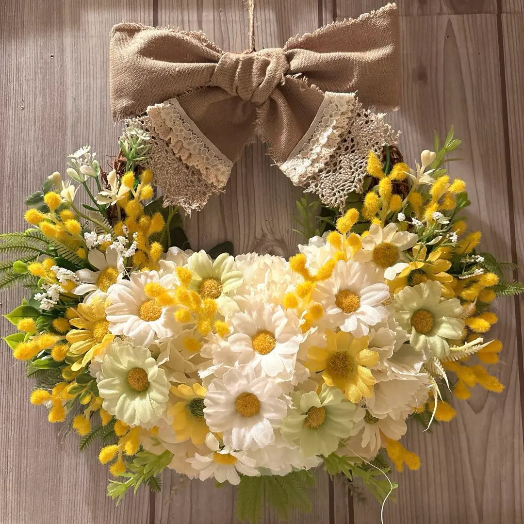 Flower basket-style flower wreath / Mimosa Mini Margaret's spring-colored flower wreath / Botanical