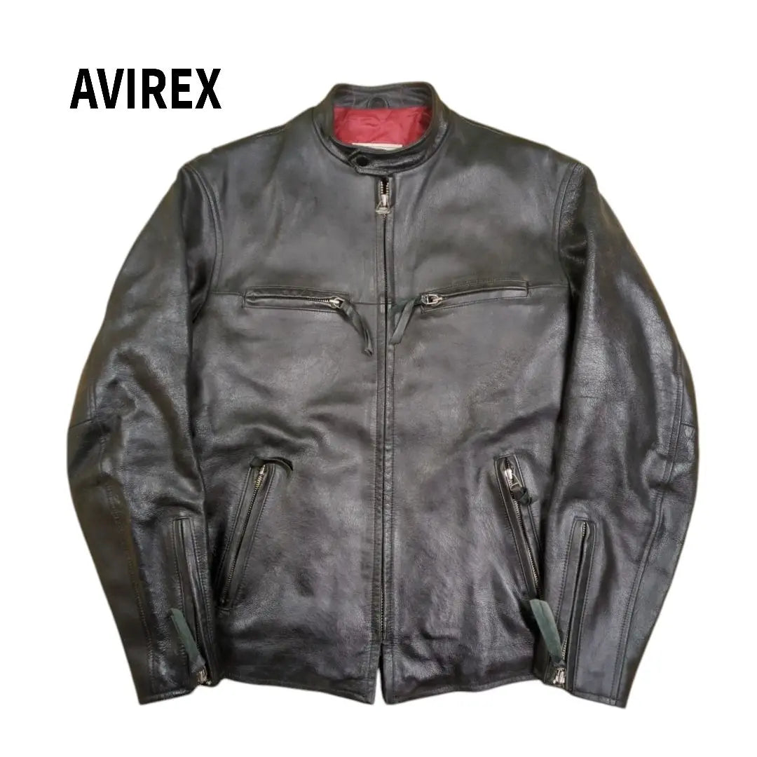 Chaqueta de cuero para jinetes AVIREX, color negro, talla L