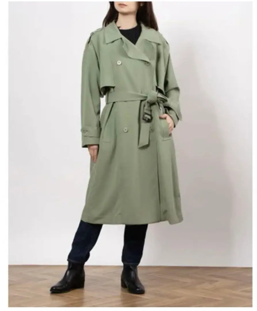 [Mila Owen] Dolman Sleeve Wide Trench for Women Green