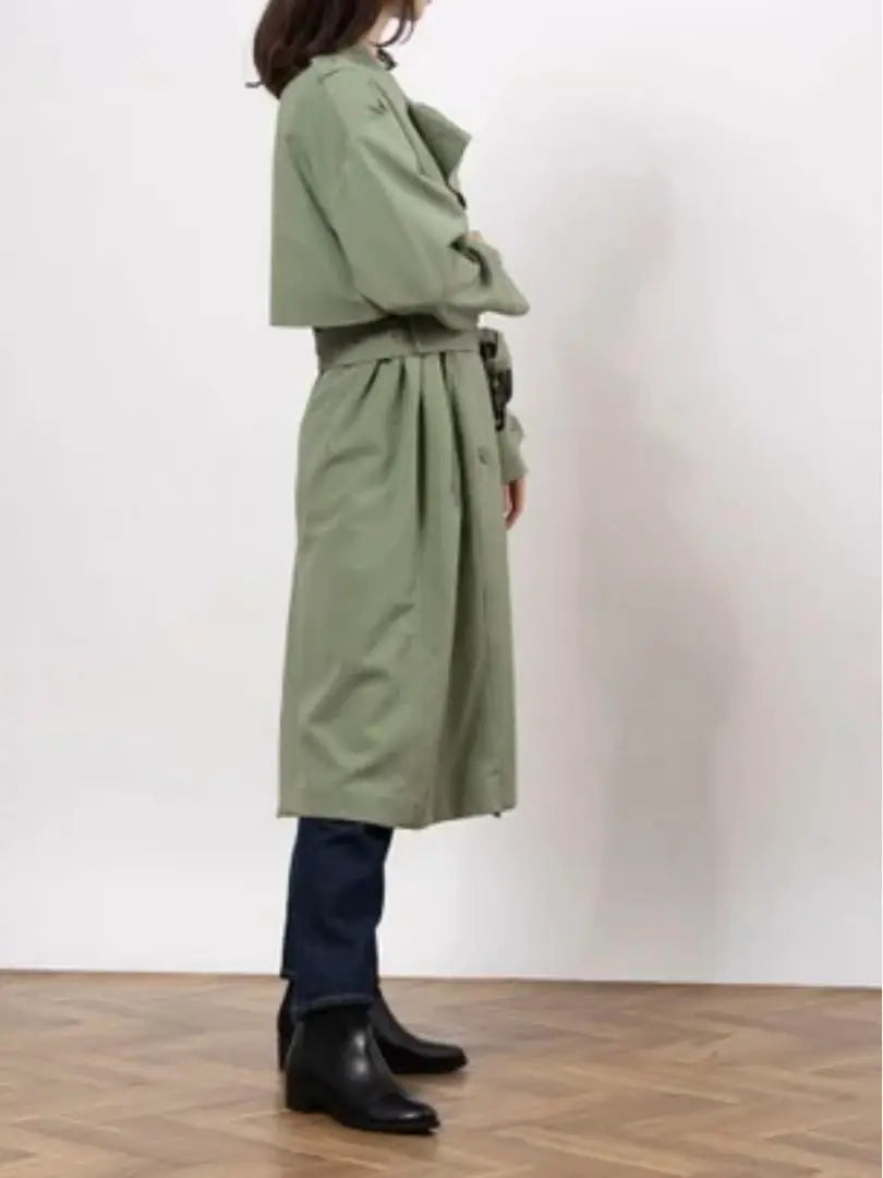 [Mila Owen] Dolman Sleeve Wide Trench for Women Green