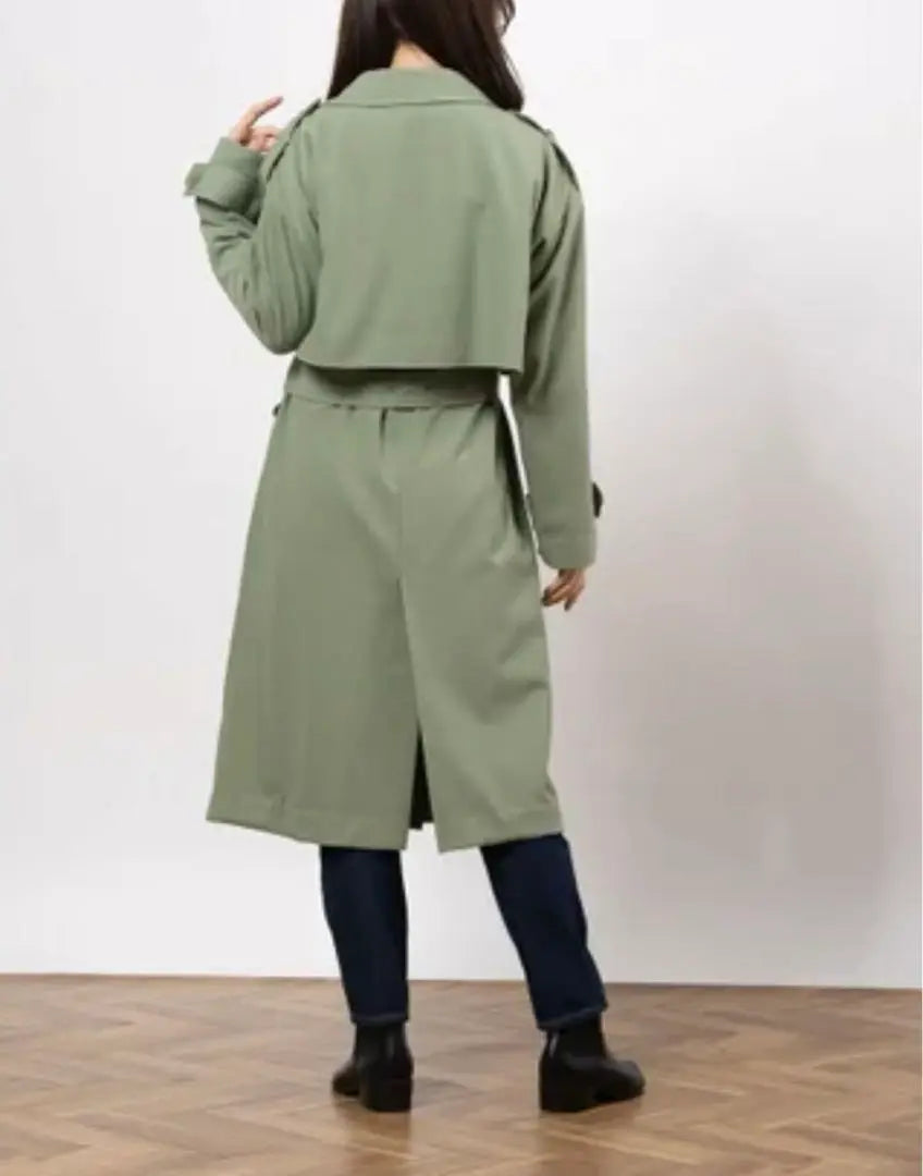 [Mila Owen] Gabardina ancha con mangas dolman para mujer verde