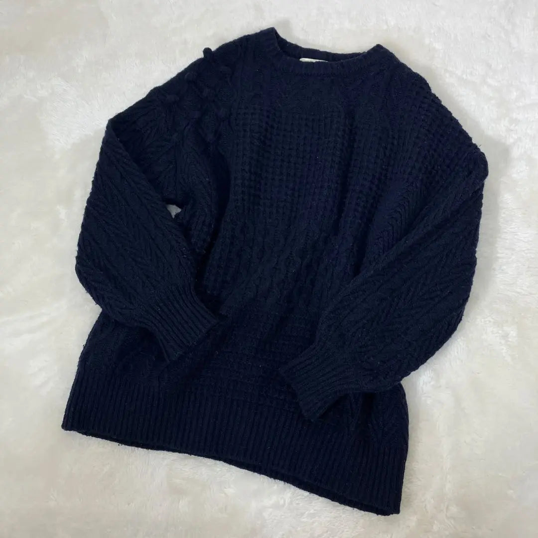 Ray BEAMS Ray BEAMS Loose cable knit Navy Casual | Ray BEAMS　レイビームス　ゆったりケーブルニット　ネイビー　カジュアル