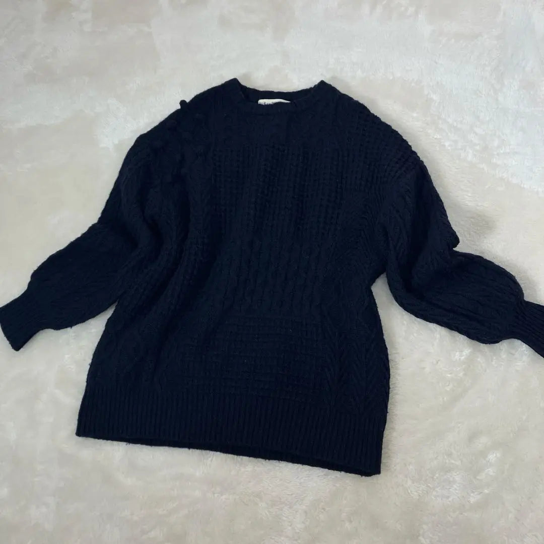 Ray BEAMS Ray BEAMS Loose cable knit Navy Casual | Ray BEAMS　レイビームス　ゆったりケーブルニット　ネイビー　カジュアル