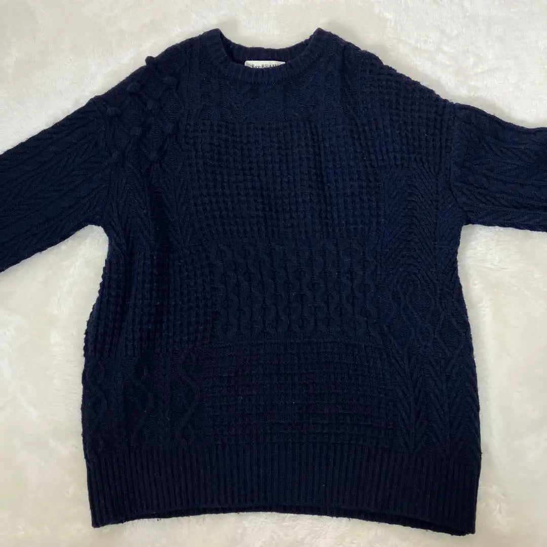 Ray BEAMS Ray BEAMS Loose cable knit Navy Casual | Ray BEAMS　レイビームス　ゆったりケーブルニット　ネイビー　カジュアル