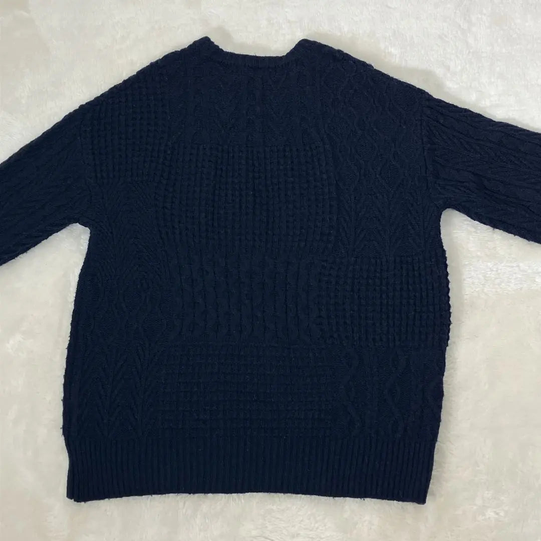 Ray BEAMS Ray BEAMS Loose cable knit Navy Casual | Ray BEAMS　レイビームス　ゆったりケーブルニット　ネイビー　カジュアル