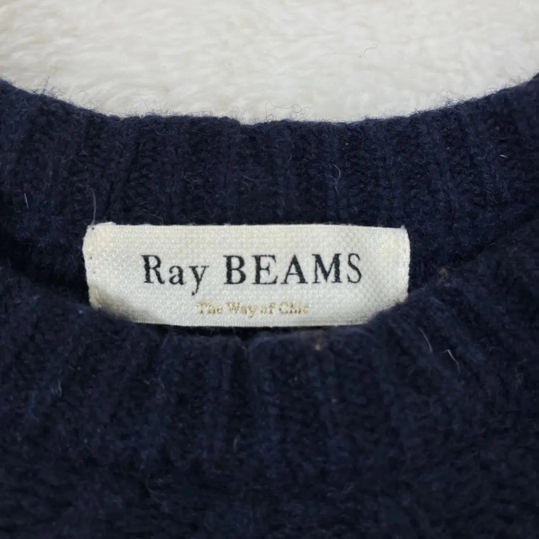 Ray BEAMS Ray BEAMS Loose cable knit Navy Casual | Ray BEAMS　レイビームス　ゆったりケーブルニット　ネイビー　カジュアル