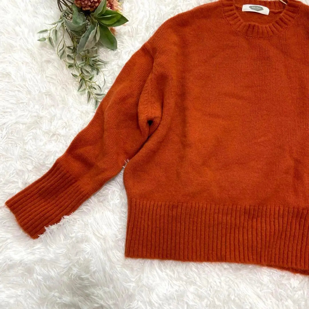 ★holiday★Knit sweater Short length [F] Orange top