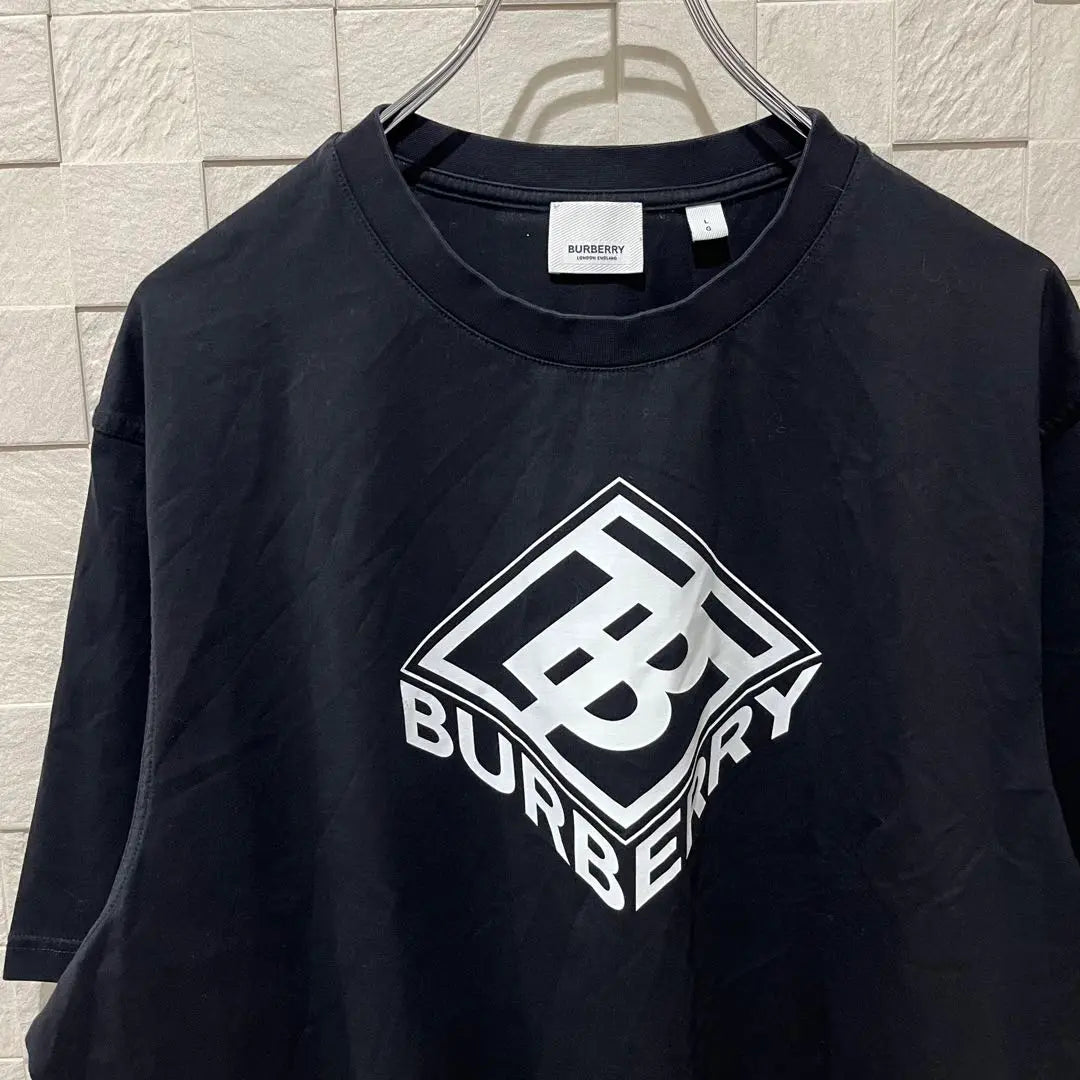 [Good condition] Burberry T-shirt TB logo Center logo L Black Oversized