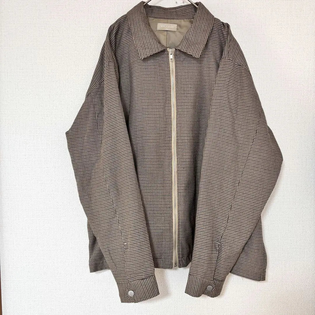 □【VICCESS】Men's Jacket (LL) Houndstooth Blouson Outerwear Casual