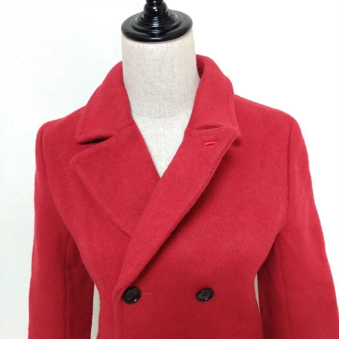 Beautiful condition Adam et Lope Pea coat Red P coat Student Double Wool 80%