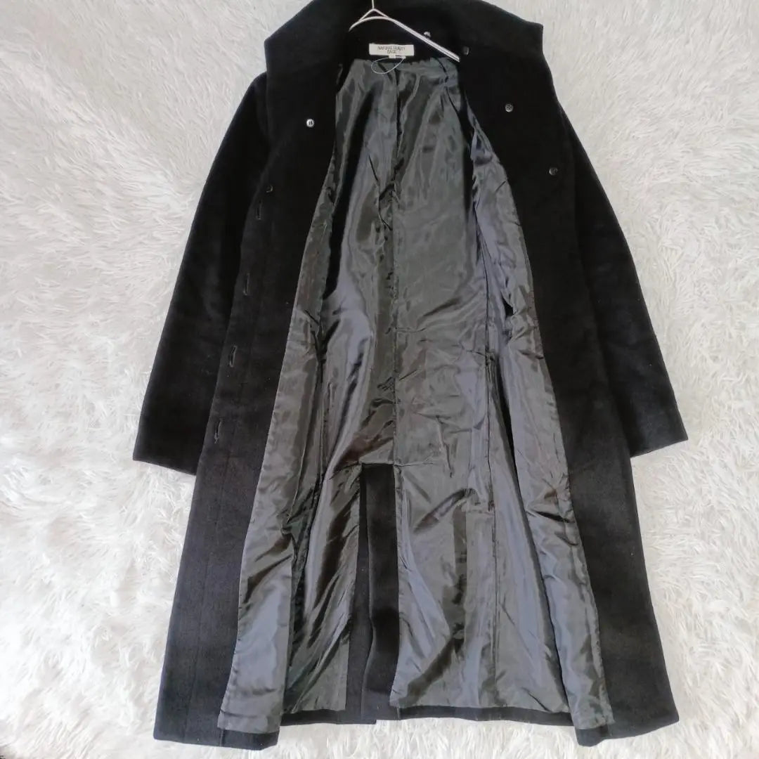 "Natural Beauty Basic" (L) Stand collar long coat belt