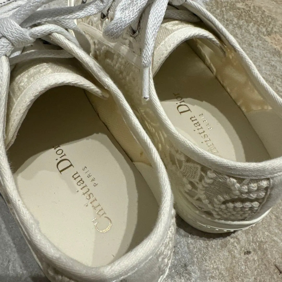 Zapatillas Christian Dior Lace 35 Medio Nuevo Sin Usar | Christian Dior レース スニーカー 35ハーフ 新品未使用