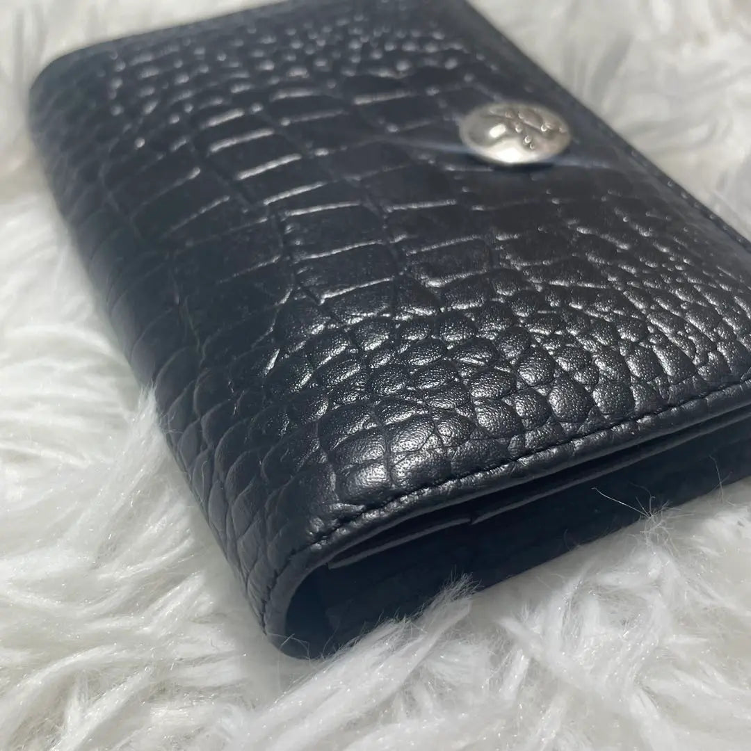 [Good condition] Roen Business Card Holder Leather Black Skull Crocodile Embossed Shape