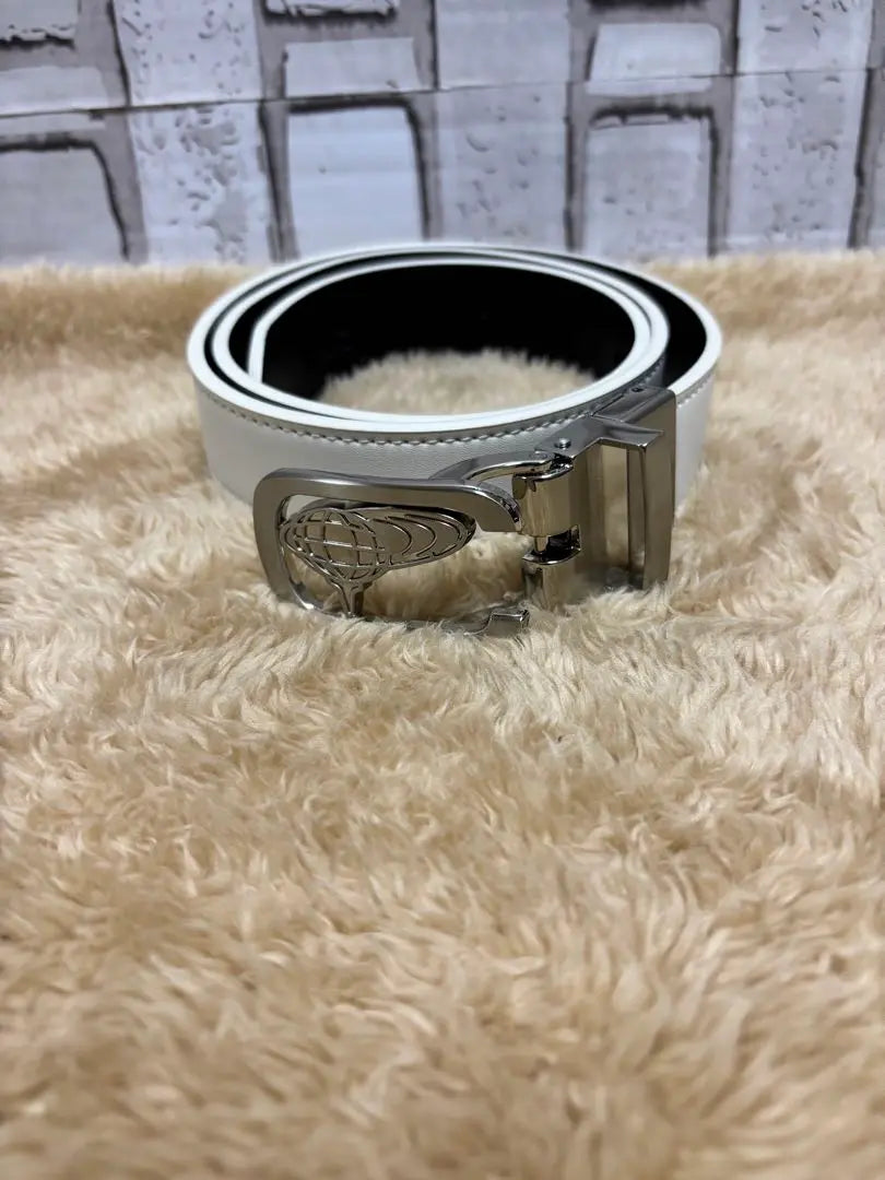 Beautiful condition BEAMS GOLF Reversible Earth Logo Belt