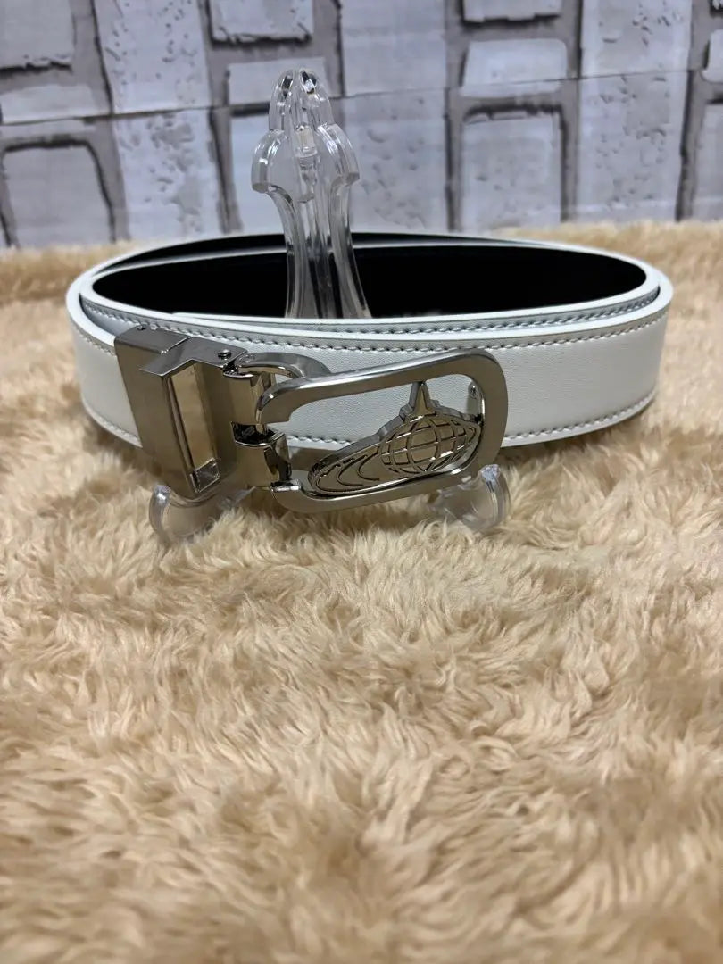 Beautiful condition BEAMS GOLF Reversible Earth Logo Belt