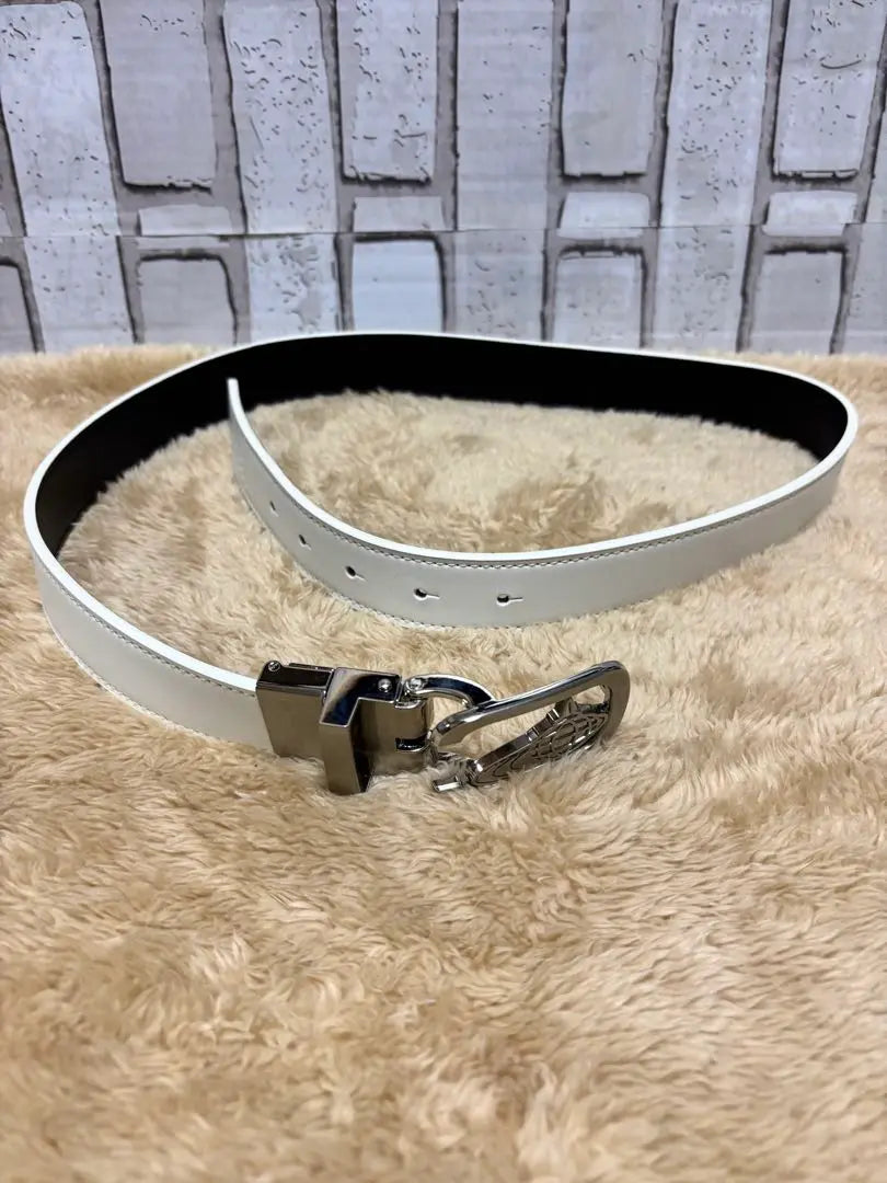 Beautiful condition BEAMS GOLF Reversible Earth Logo Belt