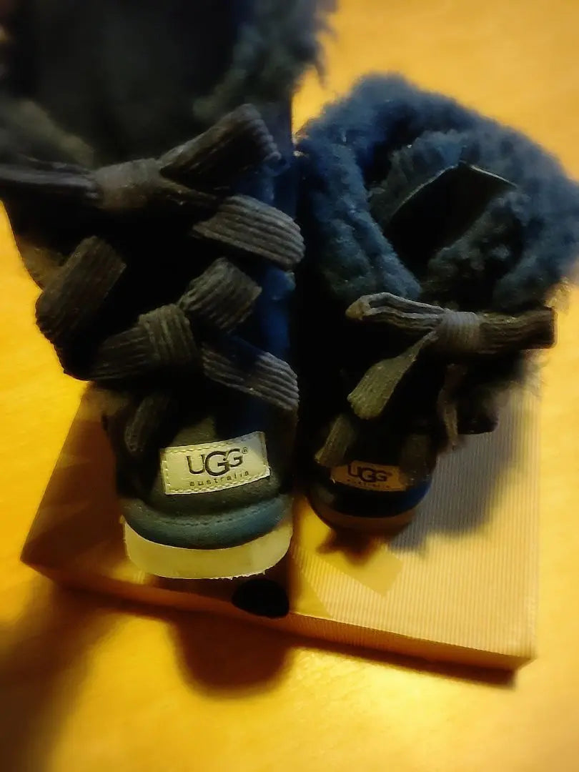 UGG Sheepskin Boots Navy with Ribbon