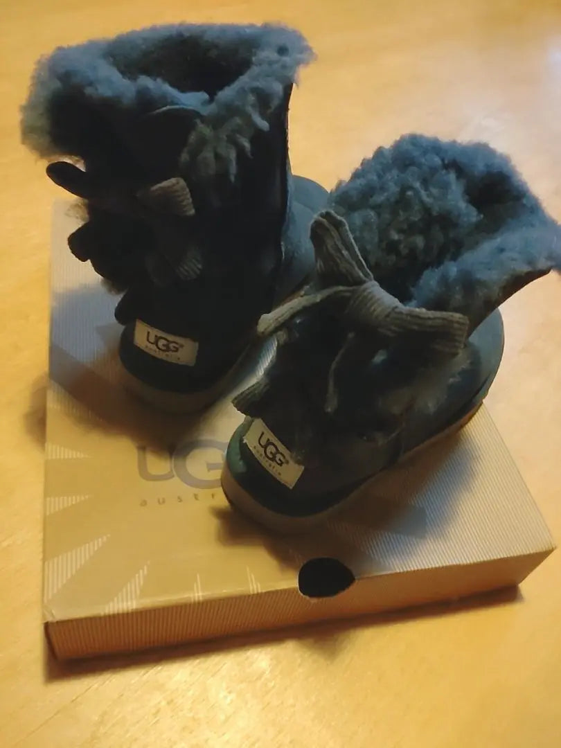 UGG Sheepskin Boots Navy with Ribbon