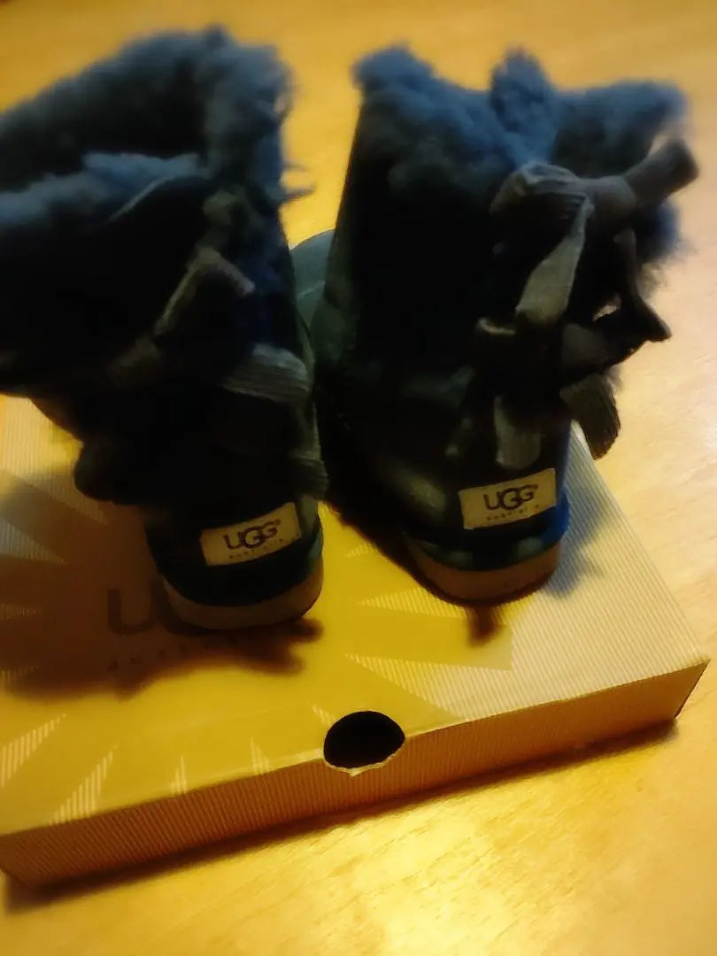 UGG Sheepskin Boots Navy with Ribbon