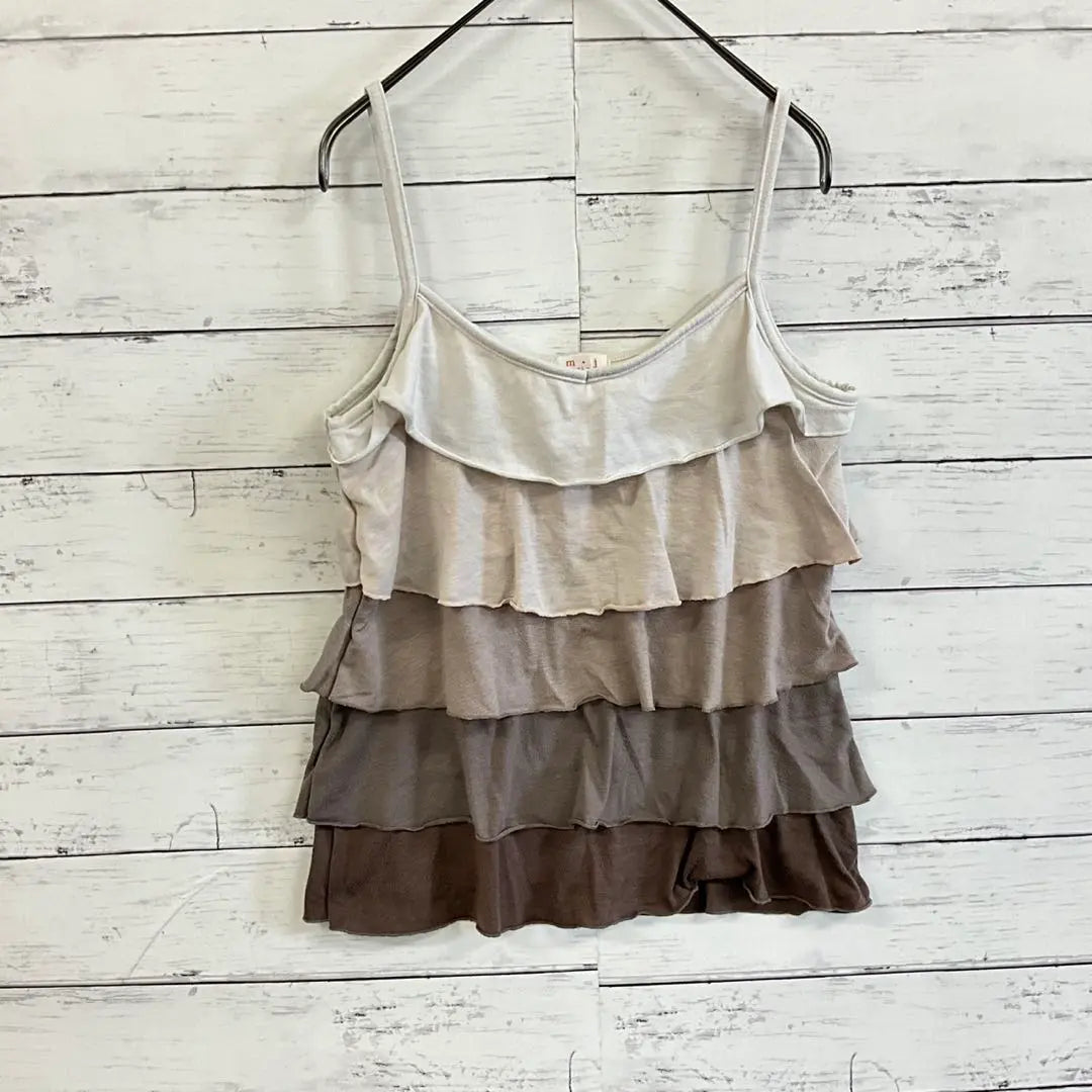 m.j✨Camisole [L] Gradient Driart Frill Ivory