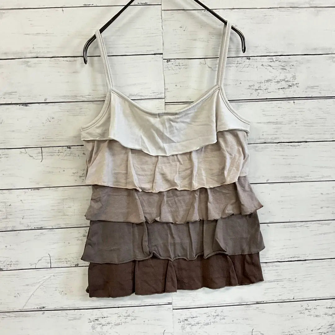 m.j✨Camisole [L] Gradient Driart Frill Ivory