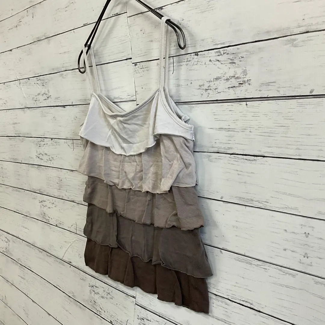 m.j✨Camisole [L] Gradient Driart Frill Ivory