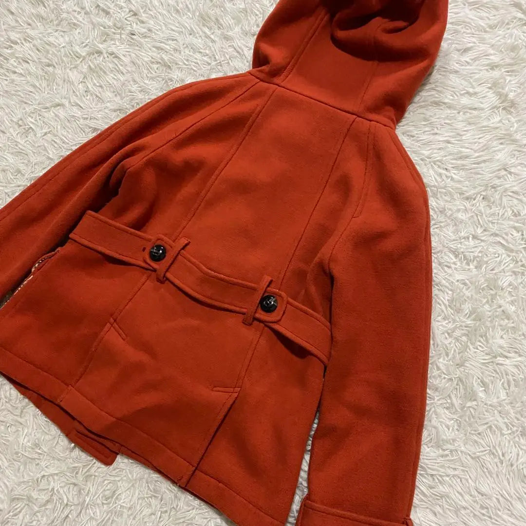 [Good condition] Burberry Blue Label Duffle Coat Orange M Nova Check